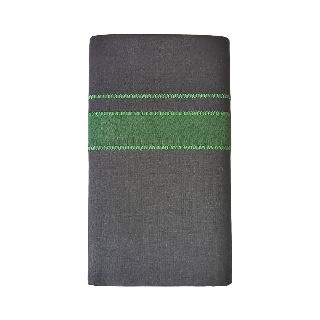Regular Black colour dhoti Dark Green colour border, Shaparimala munde or dhoti-image-0