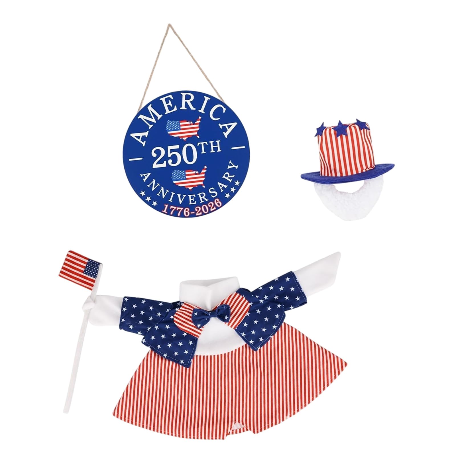 PANGBOER US Independence Day Porch Geese Costume Porch Geese Dress Up for Seasonal Decors Forth of Julys Decors