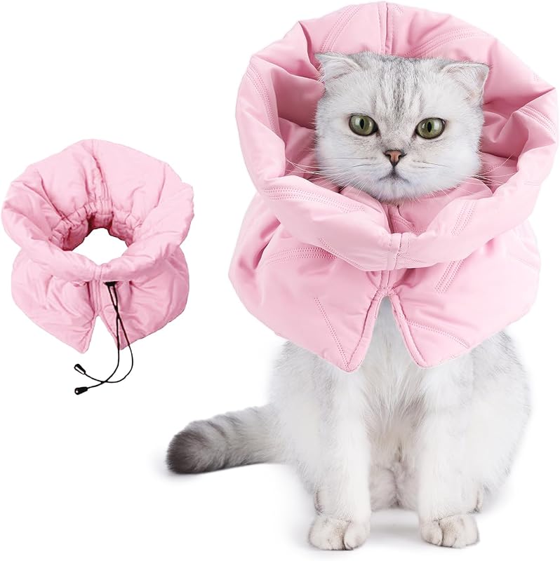 Colar Cone de Recuperação Ajustável para Gatos Leotrag, Tecido Impermeável, Tamanho S/M