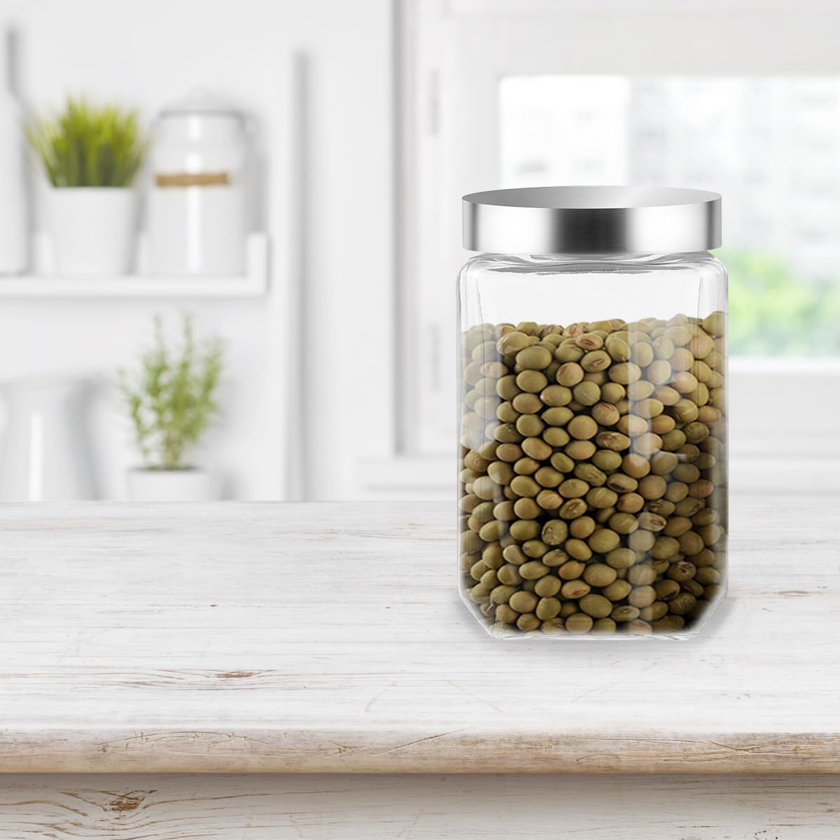 Barattolo Ermetico Facile da Pulire Coperchio in Acciaio Inox in Vetro Trasparente da 1500ml e Riciclabile per Conservazione Alimenti Quotidiana in Cucina