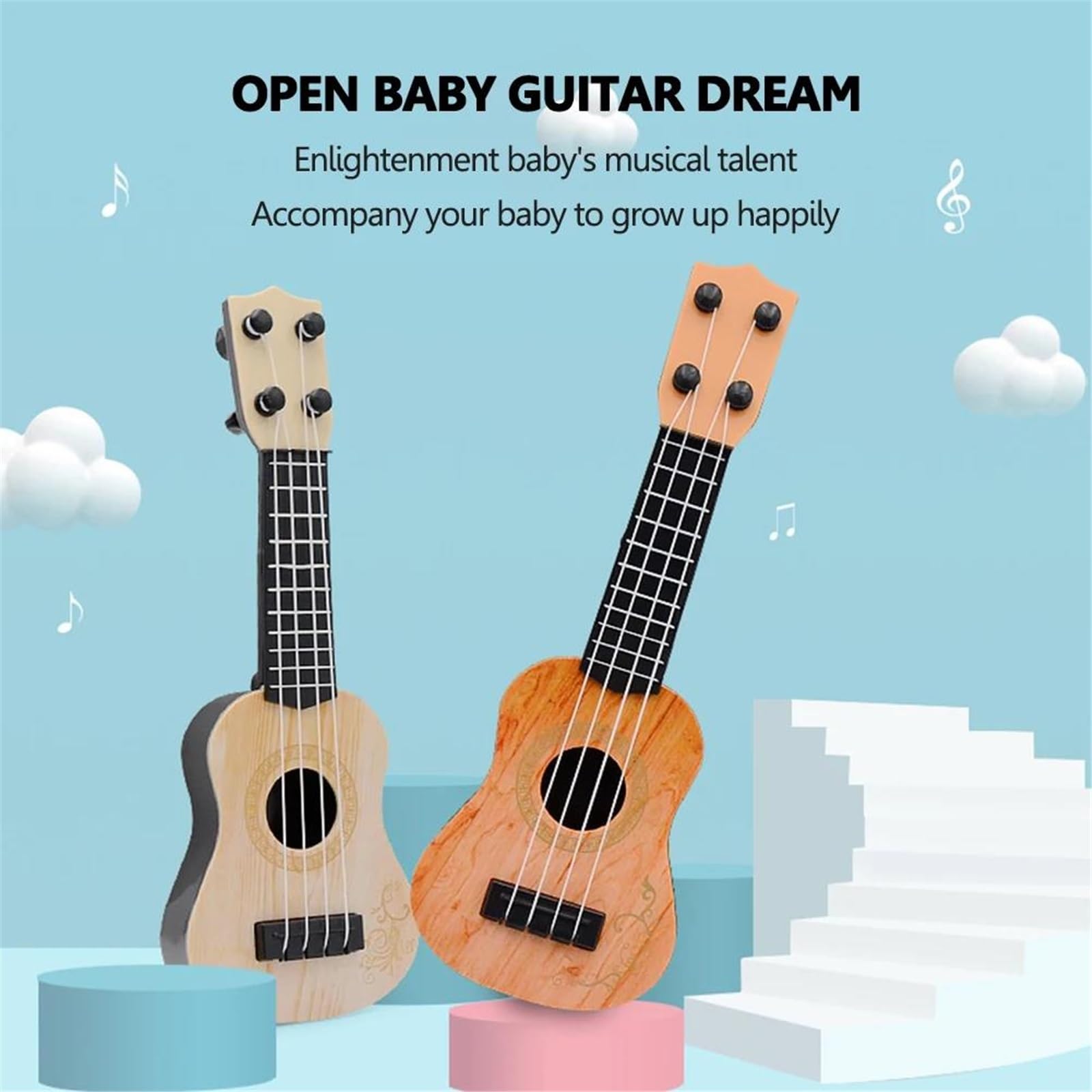 Strumenti Musicali Per Regali Mini Guitarra Ukulele A 4 Corde Da 25 Cm(Yellow)
