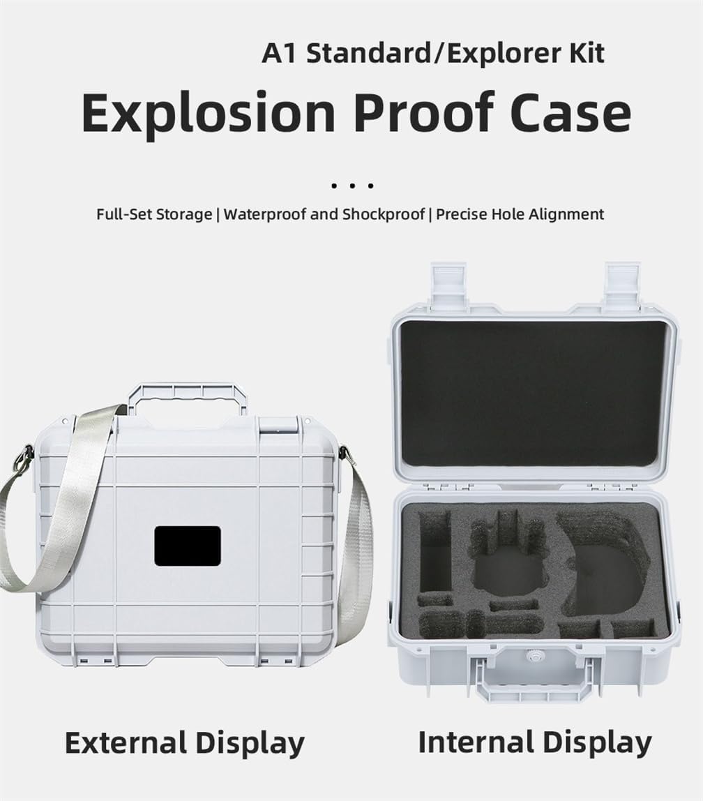 Explosion-Proof Case Storage Box Hard-Shell Case for Insa 360 Antigravity A1 Drone, Vision, Grip Motion Controller, Charging Hub, Battery Accessories Organizer (White