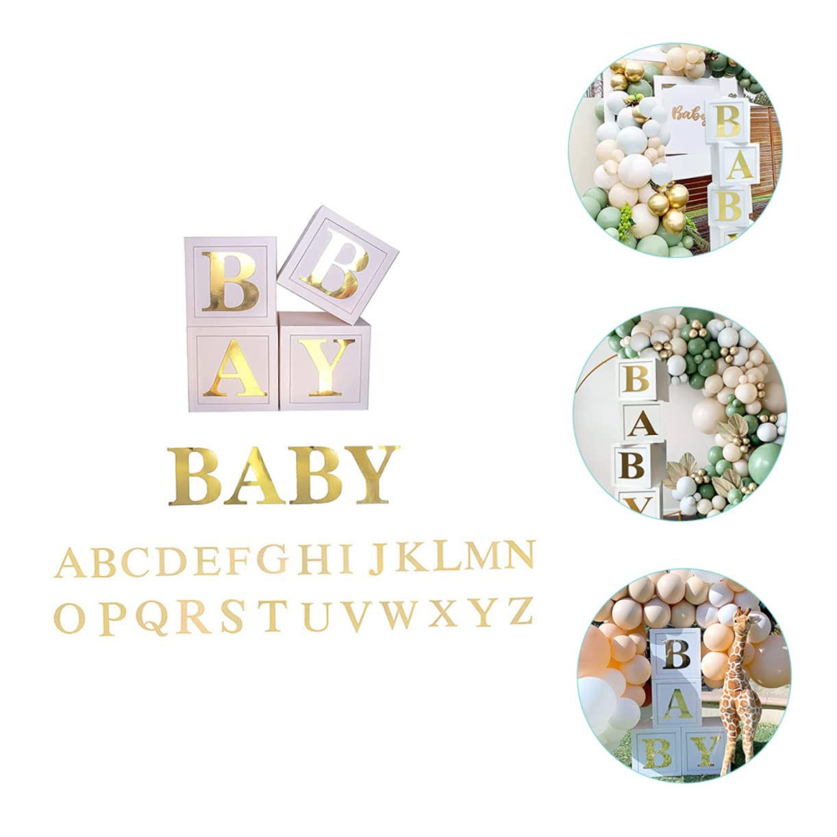 Babyparty Ballonboxen Satz aus Papier für Geschlechtsenthüllung, Weiß Grün