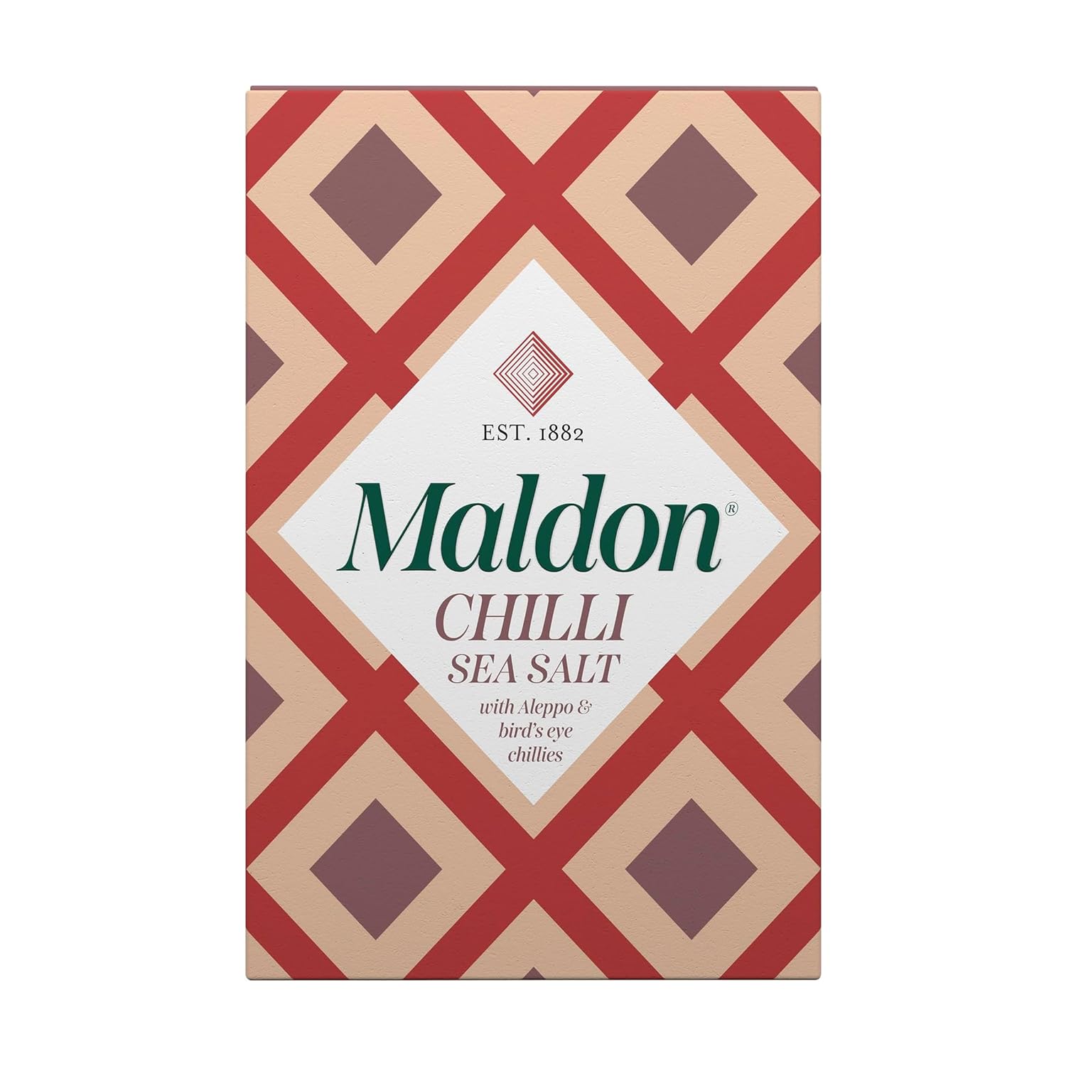 MaldonChilli Sea Salt Flakes, Blended with Aleppo & Bird’s Eye Chillies - Take Simple Dishes to the Next Level - Fantastic Flavour - Unique Pyramid-Shaped Sea Salt Flakes - 100g Box