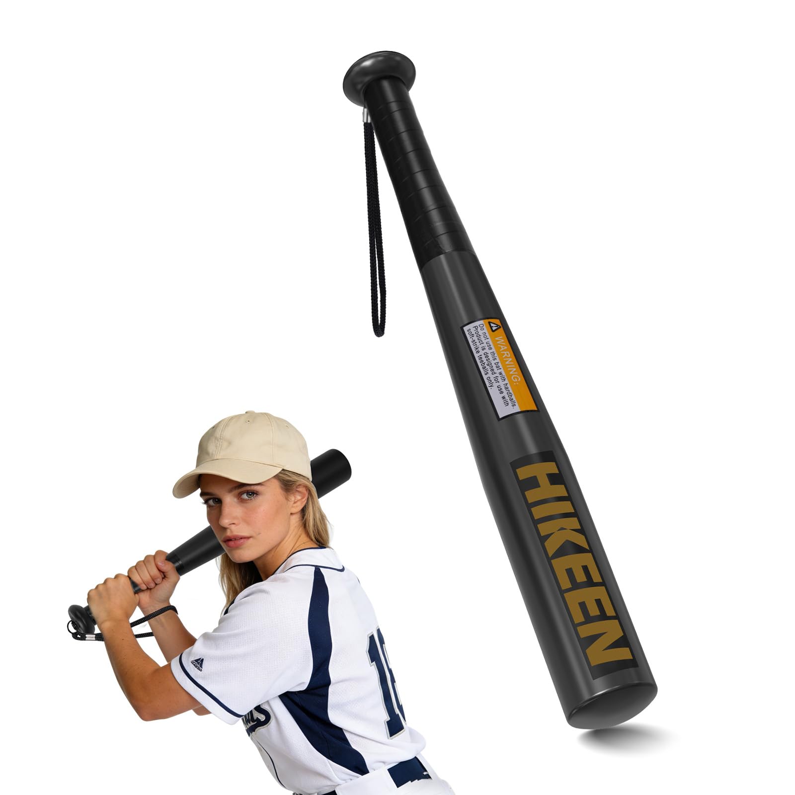 BOOSTEADY Batte de Baseball en Acier Robuste avec Poignée Antidérapante et Bracelet en Paracorde, Longueur Pratique de 43 cm, Compacte et Portable