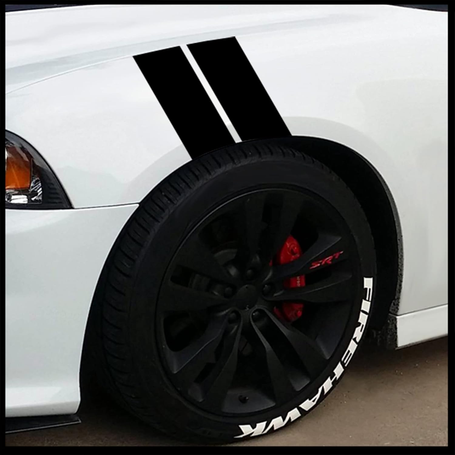 Sticker Connection | Fender Stripes Hash Marks | Vinyl Decal Universal for Car Truck Sticker Racing Stripe | 7"x20" (Gloss Black)