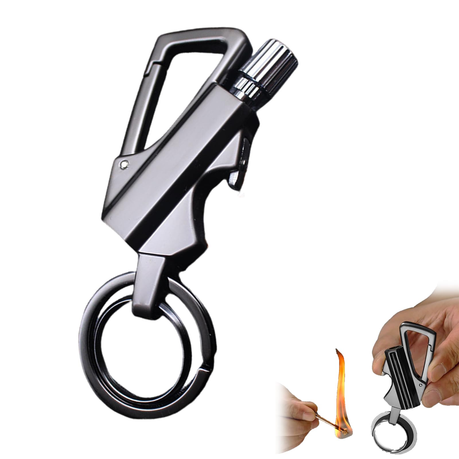 Permanent Match Infinity Lighter, with Multitool Keychain Bottle Opener, Waterproof Matches, Reusable Keychain Lighter, Camping Tool, for Outdoor Survival, for Men Gifts (Black)