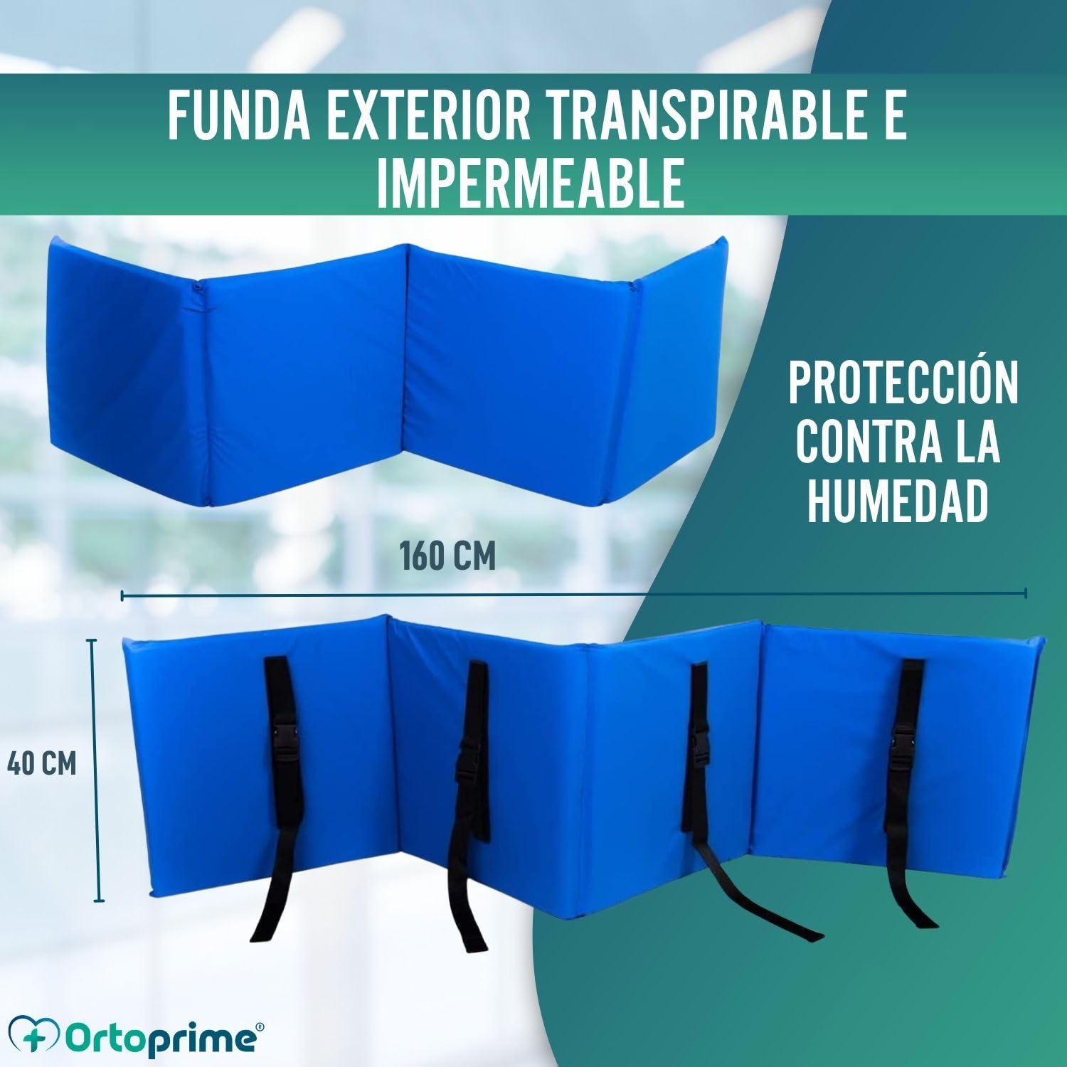 OrtoPrime Protector de Barandilla para Cama Adultos y Niños - Barrera de Seguridad Ortopédica Quitamiedos Cama - Cubrebarandillas Camas Barrera Protectora (Barandilla NO INCLUIDA)
