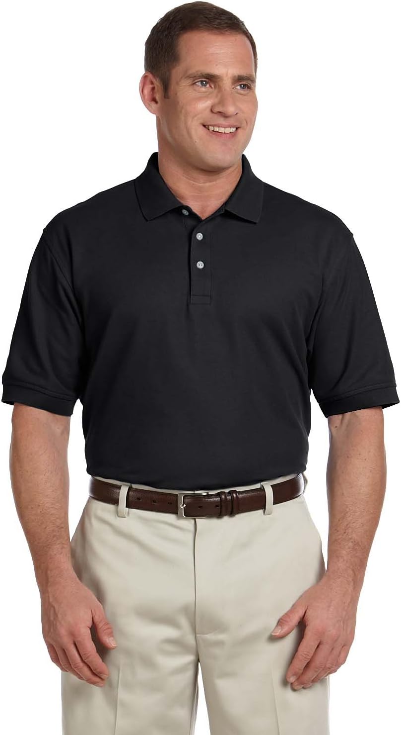 Devon & Jones Men's Pima Piqué Short-Sleeve Polo 2XL BLACK