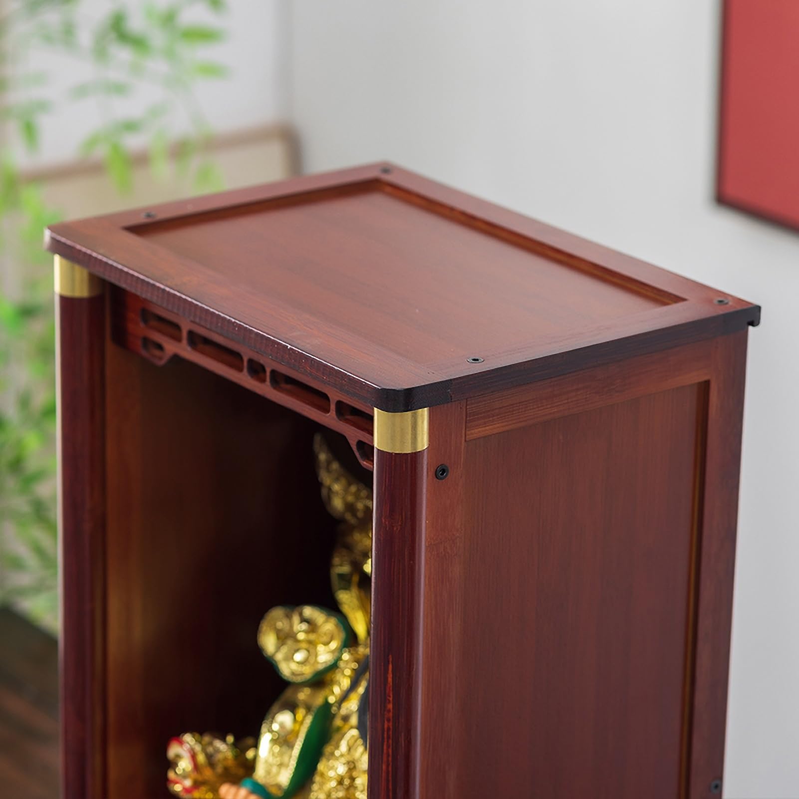 Estante De Altar Pared O De Sobremesa - Altar De Meditación Soporte Oración De Bambú Artesanal para Estatua Buda, Quemador Incienso Y Decoración Espiritual(35CM/13.77")