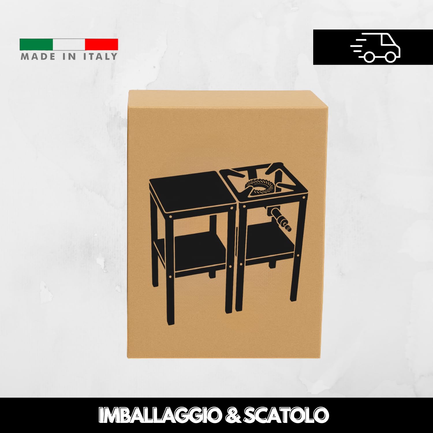 MOHOME Fornellone a Gas Esterno Premium Quality Made in Italy Ferro Resistente Portatile 30 x 60 x 80 cm Bruciatore Ghisa Regolatore 4 Piedi con Banchetto Supporto Pentole Campeggio Pic Nic Outdoor