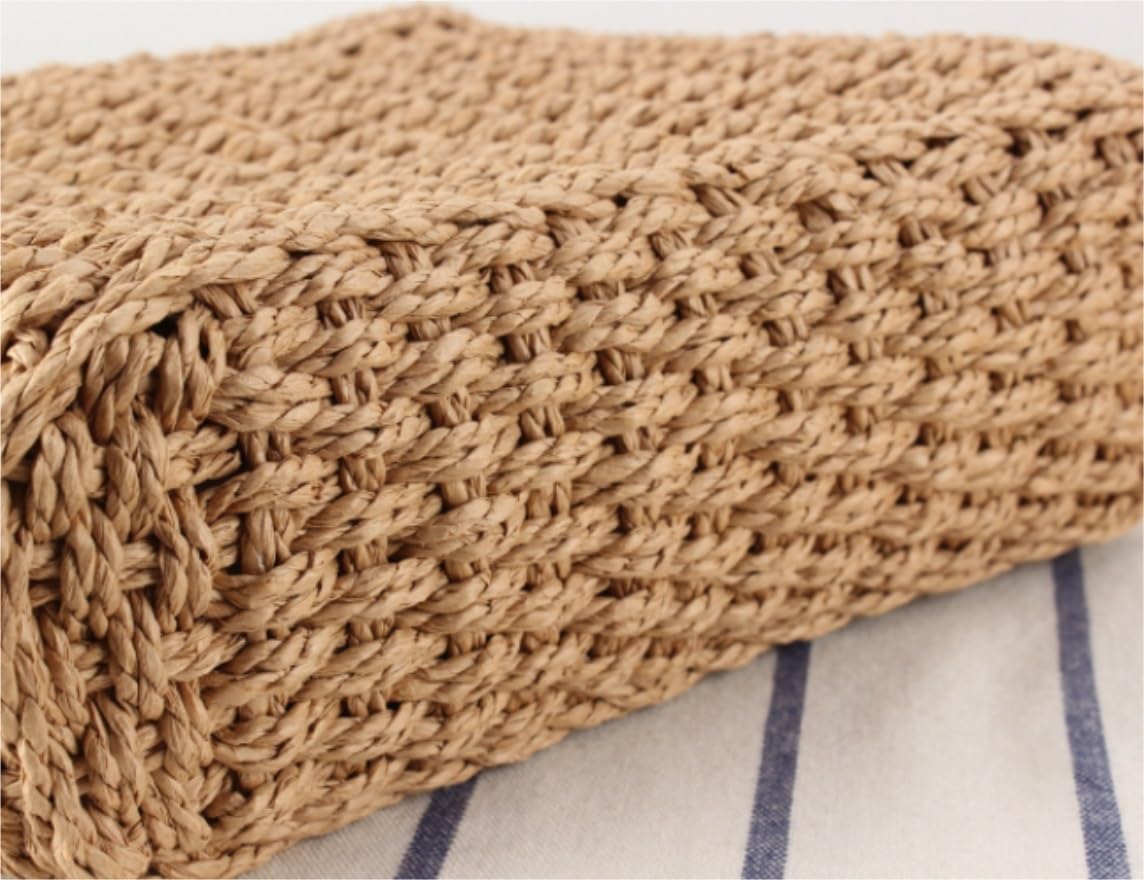 Torba Damska Torebka ze słomy Letnia torba plażowa Crossbody dla kobiet Tkane ramię Słomkowe Torebki(Beige)