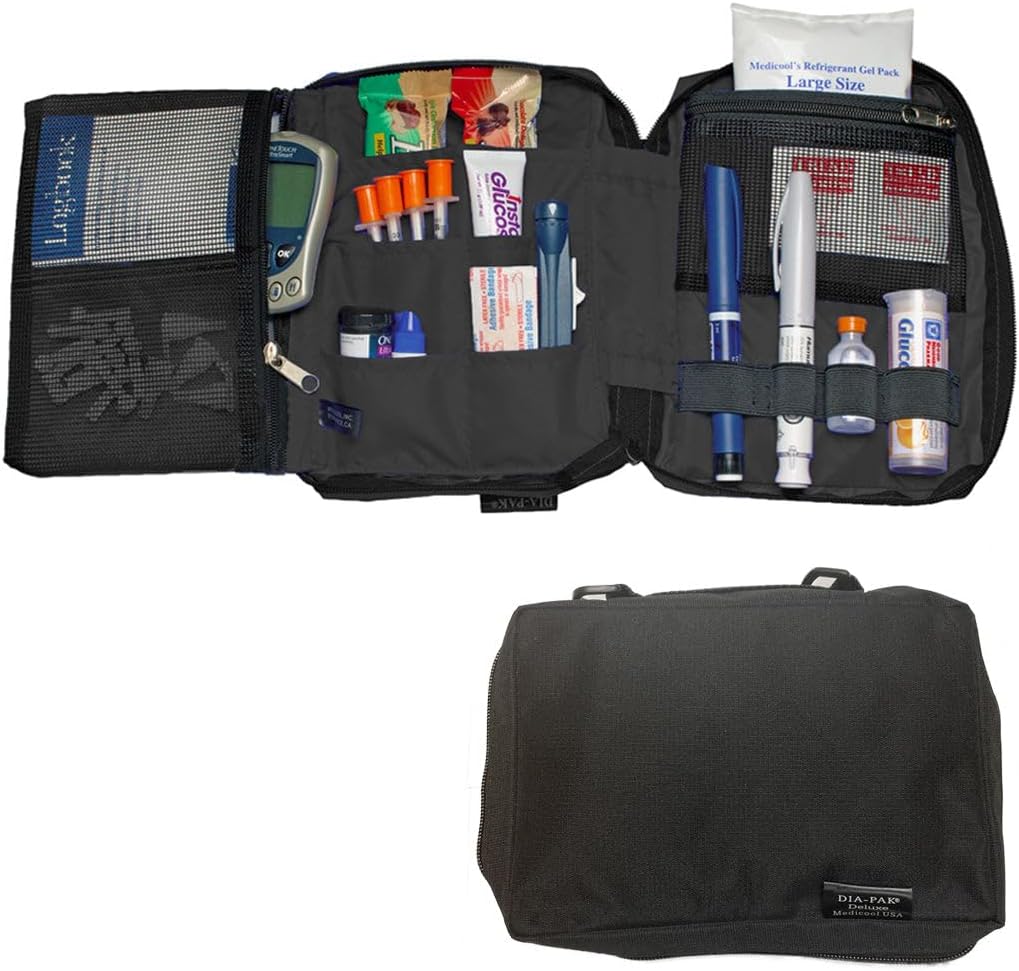 Medicool Dia-Pak Deluxe Organizer Insulin Storage 2 Week Supply Water Resistant with Large Gel Pack | DP DELX/BK