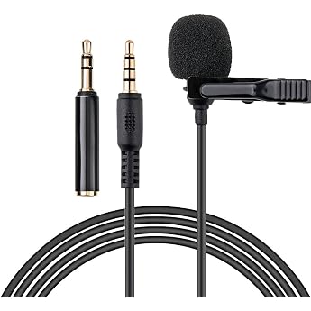KIWIFOTOS Lavalier Microphone 3.5 mm Professional Omnidirectional Condenser Lapel Microphone 2 m Extension Cable for Smartphone PC Computer Camera - Video Conference Podcast