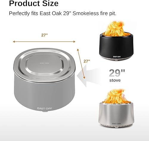 Vista 19 de East Oak Tapa para hoguera Camber de 21 pulgadas, sin humo, accesorios de acero inoxidable 304 para hogueras al aire libre, impermeable