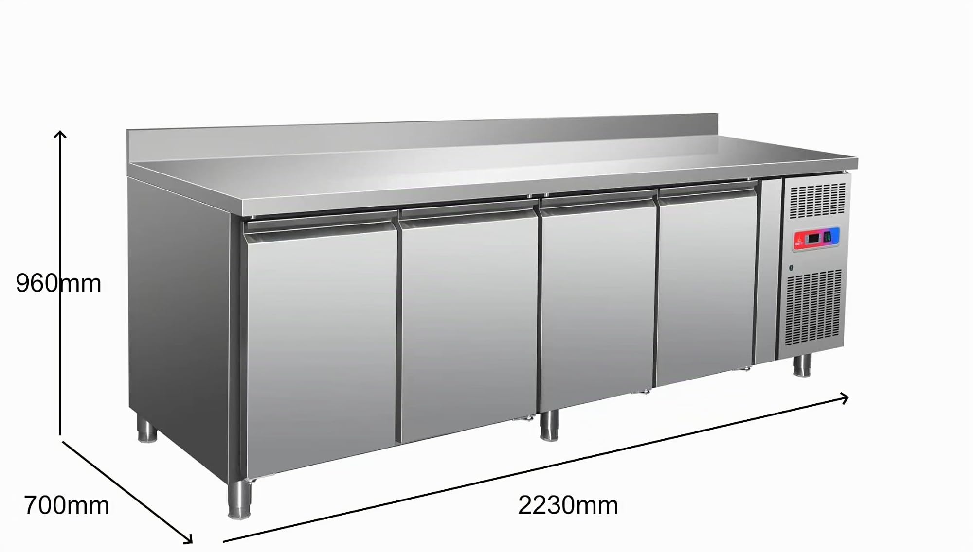 Bajo mostrador refrigerado industrial ventilado acero inoxidable 300L 500L 600L | 2, 3 y 4 puertas | Refrigeración ventilada +2ºC/+8ºC | Termostato Dixell | Hostelería profesional