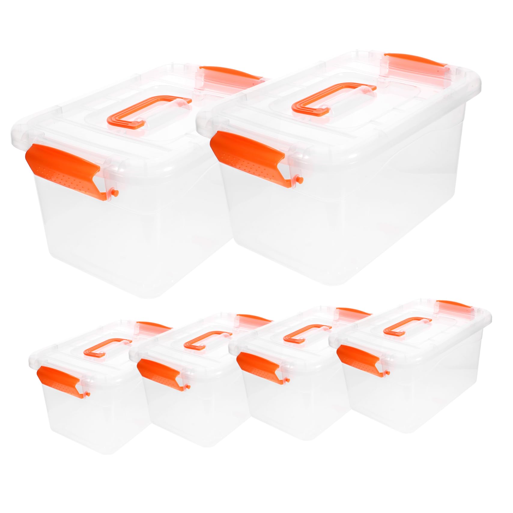 GLEAVI Cajas de Almacenamiento Transparentes 3l, 6 Piezas Grandes Tapa y Asa, Caja Organizadora de Plástico Resistente para Hogar y Cocina, Contenedores Portátiles para Uso Diario