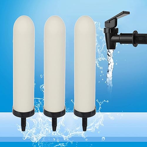 Miniatura 6 de HUINING 2 velas de filtro de cerámica de repuesto de 10 pulgadas con carbón activado para sistema de filtro de agua por gravedad de encimera, cubo