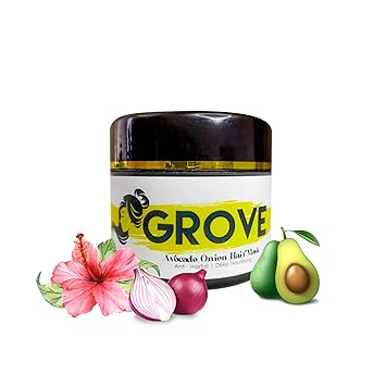 Grove Avocado Onion Deep Conditioning Hair Mask| Enriched with Argan, Hibiscus & Aleo Vera Oil For Dry & Frizzy Hair| Avocado & Coconut Butter (Pack Of 1) ? 100g