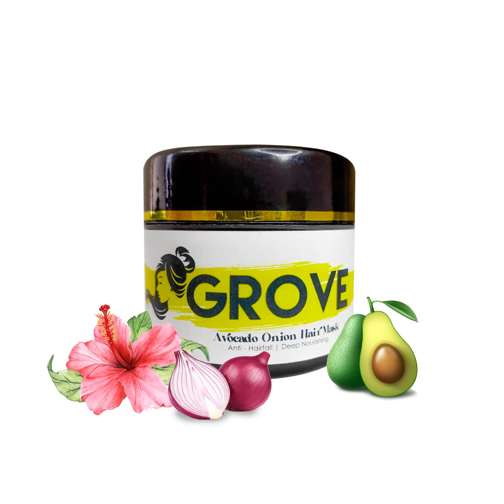 Grove Avocado Hibiscus Deep Conditioning Keratin Hair Mask| Controls Dandruff, Dullness & Hair Fall| Pre Bath| Vegan & Handmade (Pack Of 1) – 100g