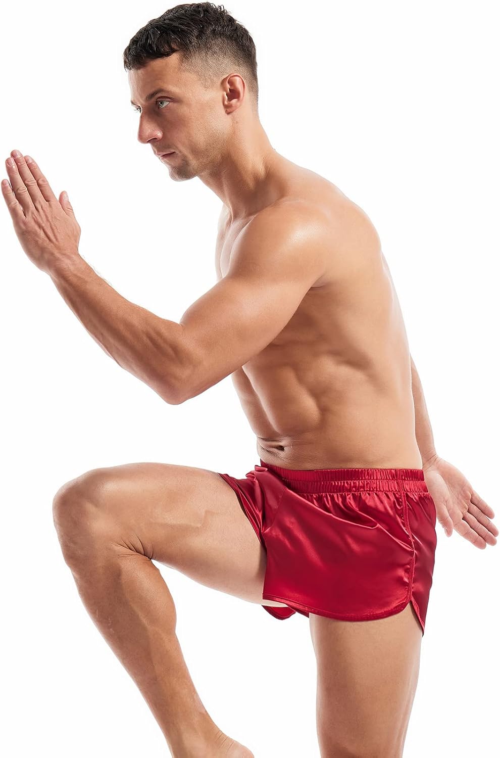 AMY COULEE Mens Satin Shorts Silk Boxers Sexy Split Side Lounge Shorts 3 Inch Pajama Bottoms - Image 6