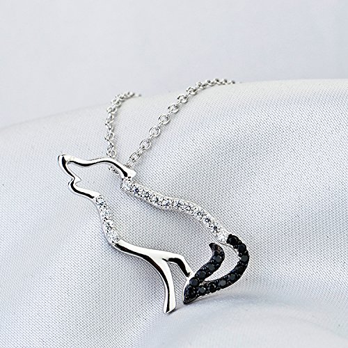 YFN Wolf Pendant Necklace 925 Sterling Silver Cubic Zirconial Wolf Moon Necklace 18" Birthday Day Jewelry for Girlfriend Wife3