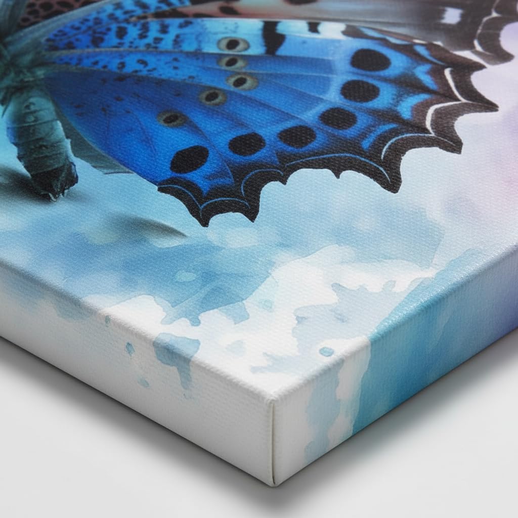 FuShvre Blue Butterfly Canvas Wall Art Blue Butterflies Picture Prints Framed Bathroom Bedroom Painting Wall Decor 12"x12"x3pcs