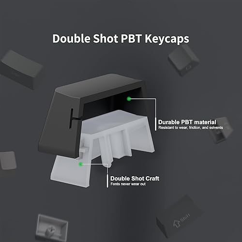 Miniatura 4 de XVX - Teclas PBT  Teclas impresas laterales 60 65 75 100 %, doble brillo a través de tapas de teclas personalizadas, juego de 136 teclas gris