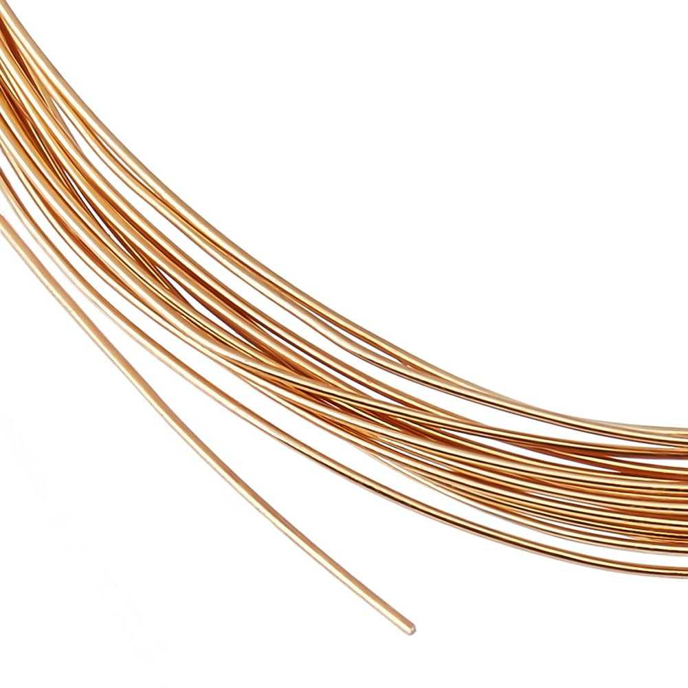 BENECREAT 6.56 Ft 925 Sterling Silver Wire, Real Gold Plated, 28 Gauge Half Soft Round Making Jewelry Wire with Polishing Cloth for Rings Bangles Jewelry Making, Gold