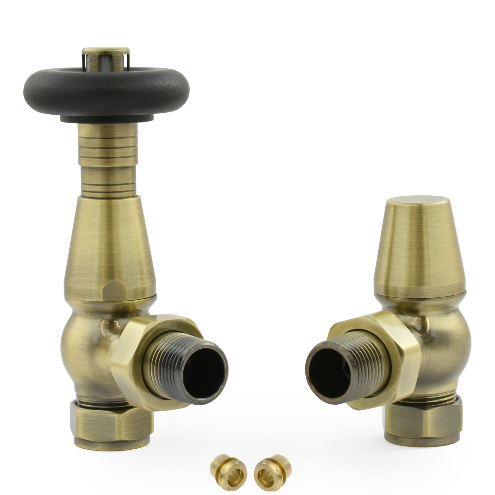Hot Flow | Jordan Angled Thermostatic Radiator Valve 10mm Compression (Antique Brass)