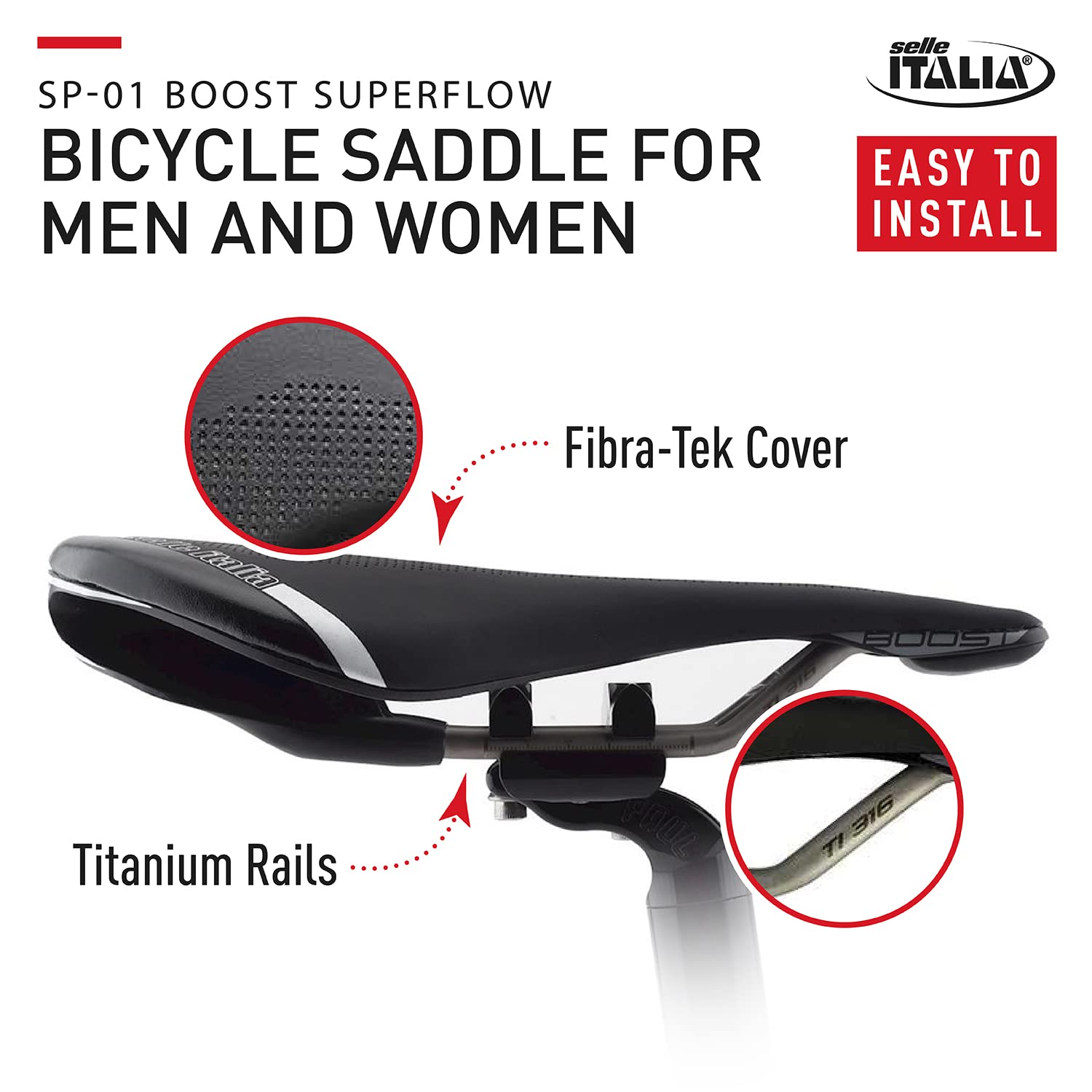 Selle Italia SP-01 Boost Ti316 Superflow Saddle, Black, L3 - Image 4