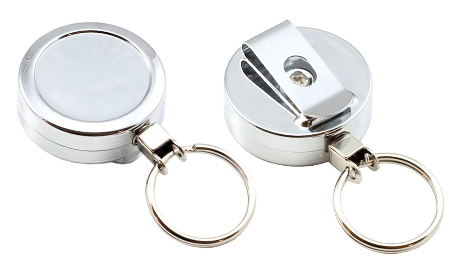Customcard ltd¨ Pack of 6 Chrome Retractable Key Reel Nylon Cord Key Ring Holder