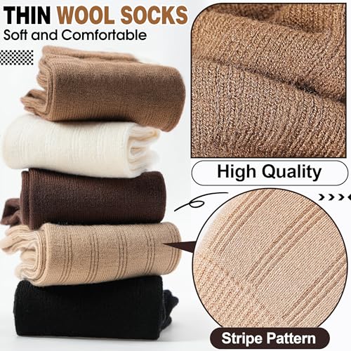 Thin Merino Wool Boot Socks Warm Winter Cozy Comfy Breathable Work Casual Socks for Women 5 Pairs2