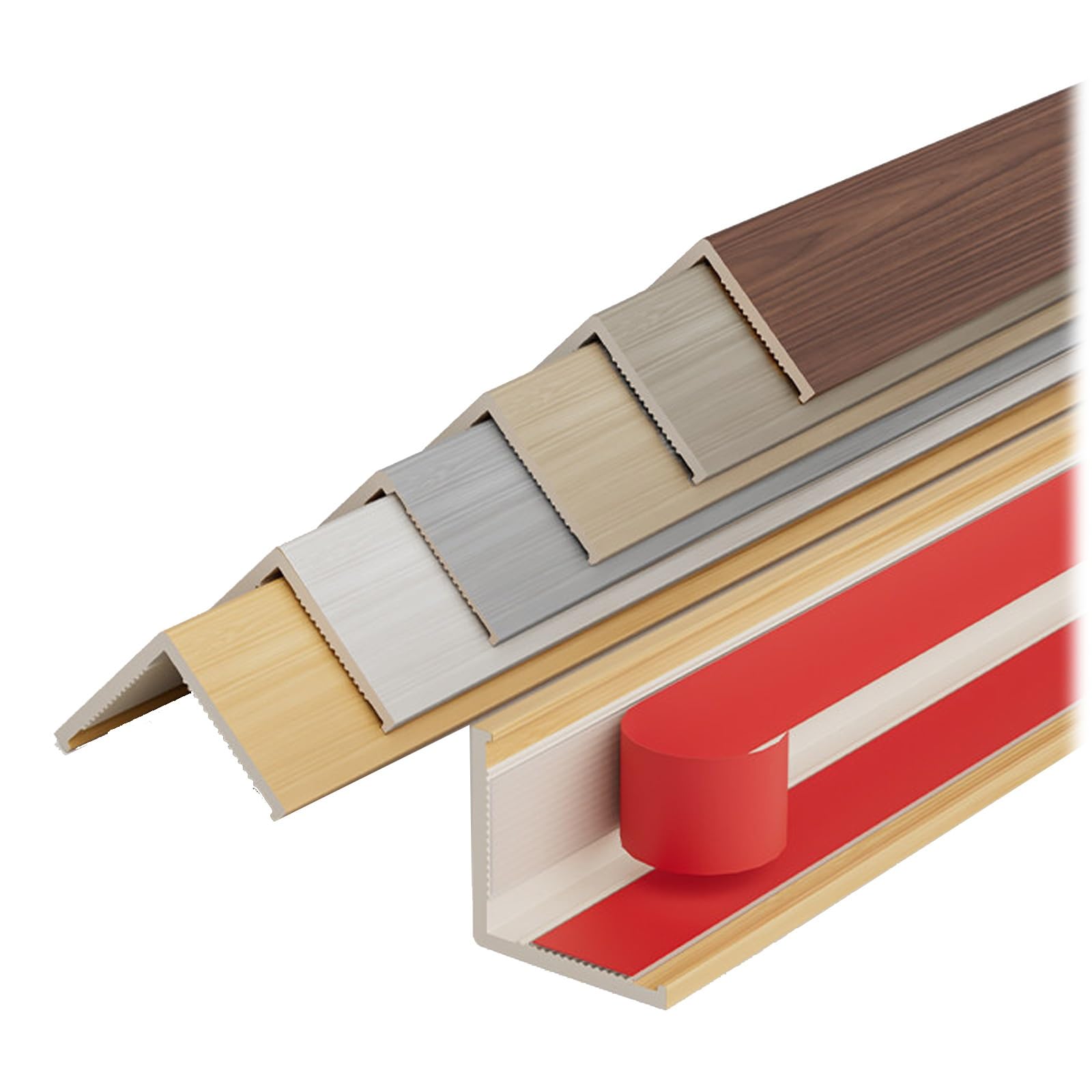 Wood Grain PVC Wall Corner Protector, Self-Adhesive Edge Trim L Shape Angle Moulding, Plastic Corner Guards for Walls and Furniture(Silver Grey,3.0cmx3.0m(WxL))