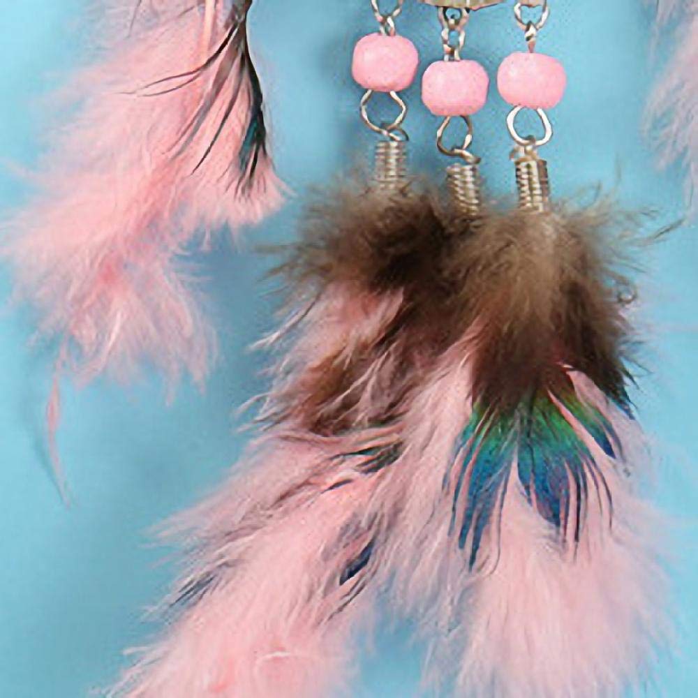 Rails Attrape Reves Lumineux Rose Dreamcatcher Attrape Reve Fait à la Main Kit Capteur de Reves pour La Décoration De La Chambre À Coucher Décorations De Mariage Boho Chic Party Nursery Decor,7x20cm