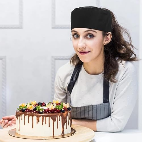 Miniatura 4 de Yolev 4 gorras de chef unisex ajustables para cocina, con malla transpirable, tapas de cocina con elástico, talla única, parte superior de malla