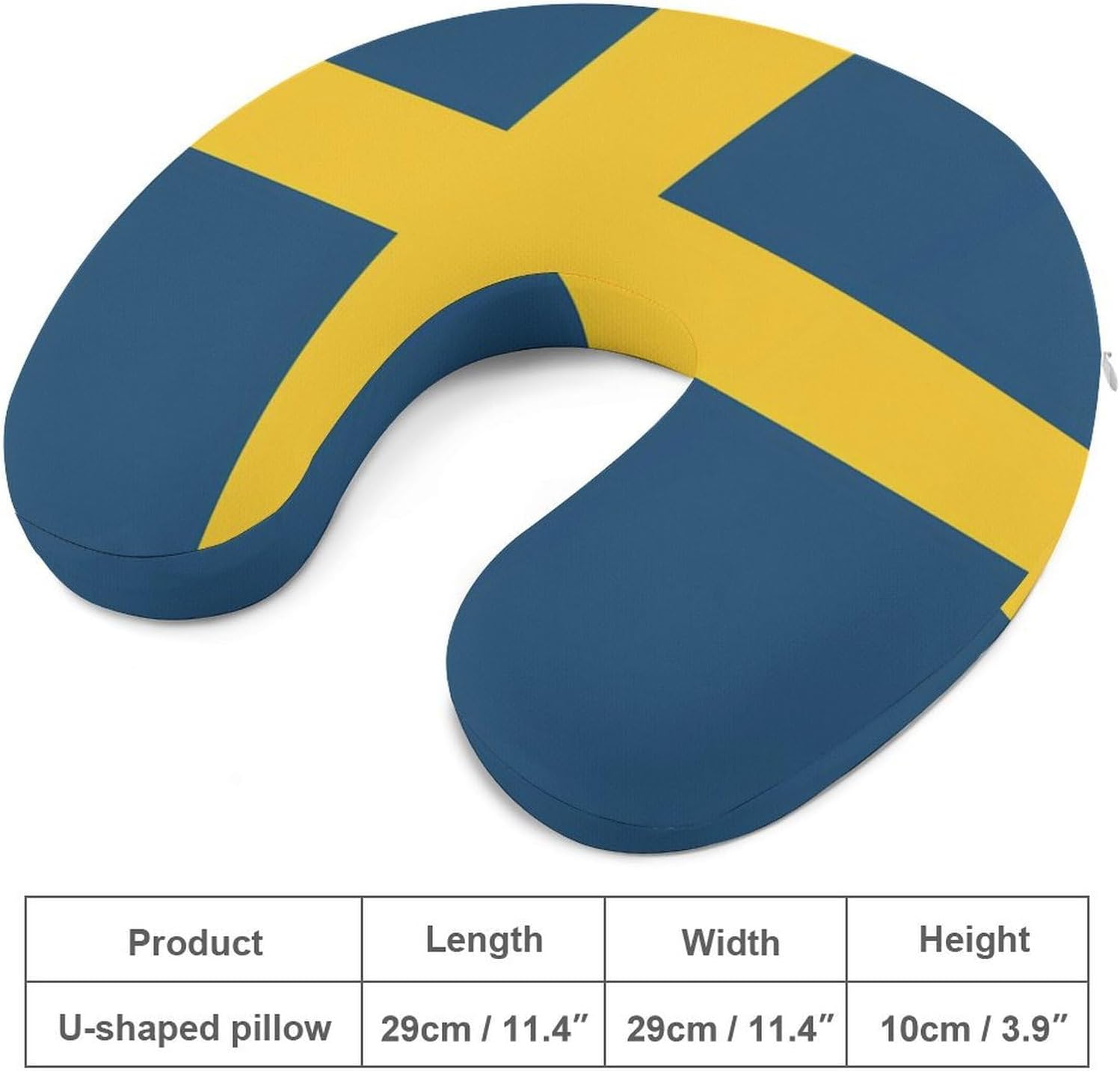 Swedish Flag Travel Pillow U Shape Neck Pillow Washable Pillowcase for Sleeping Chair