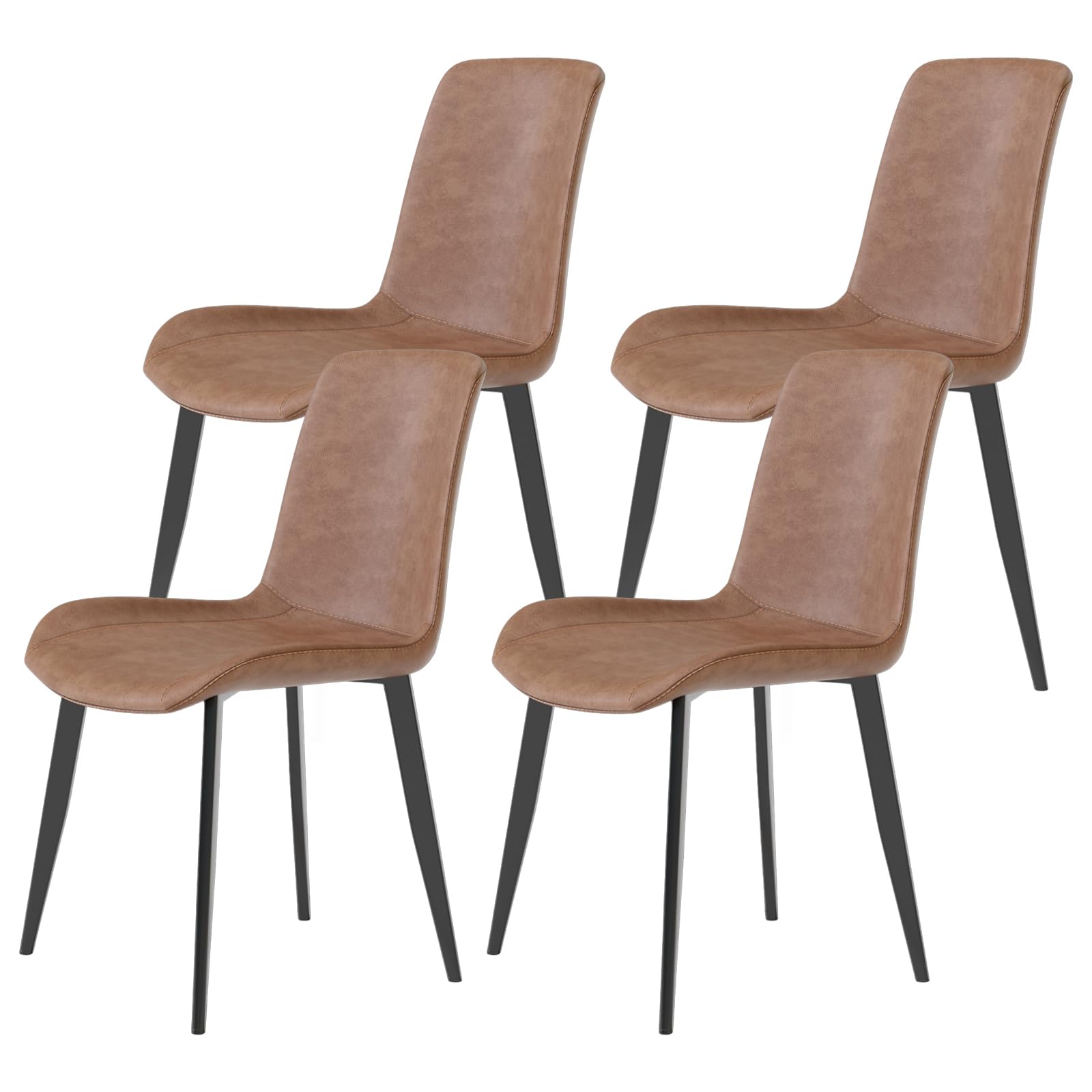 MSFE Sillas Salon Pack 4 Marron,Juego de 4 Sillas de Comedor con Asiento y Respaldo Suaves, con Patas de Metal Sólido, para Sala de Estar, Dormitorio, Cocina o Comedor,Sillas de Comedor
