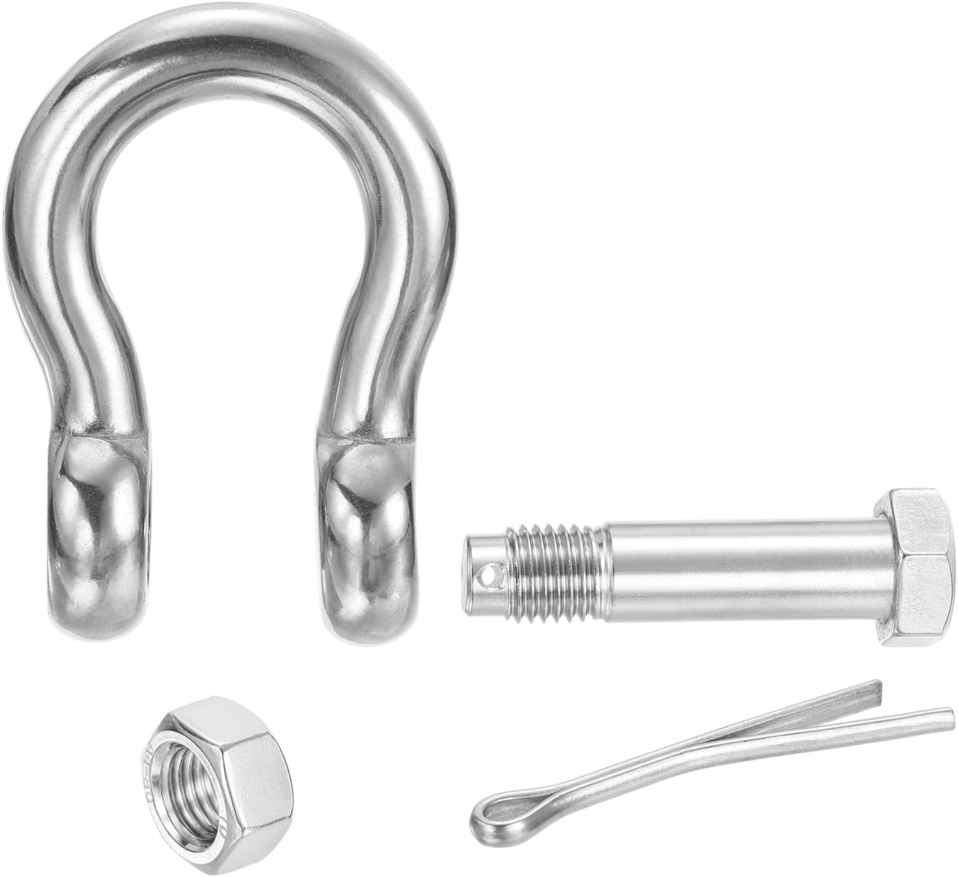 PATIKIL Shackle 1/2" with 5/8" Bolt 4409lbs, 2 Pack 316 Stainless Steel D Ring Shackle for Towing Rigging, Silver