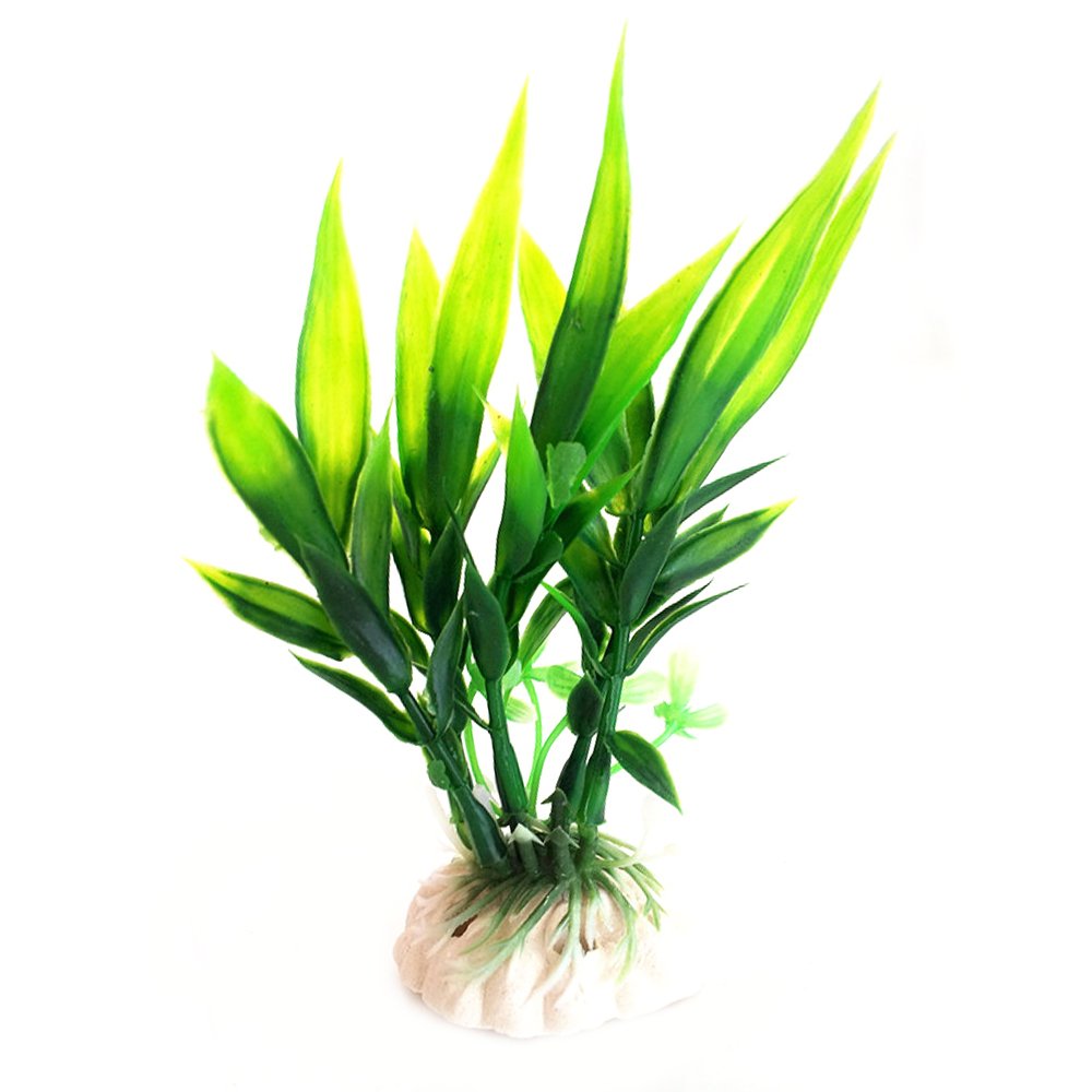 Sanwood Plastic Plant Grass for Aquarium Fish Tank Landscape Decoration (Green)