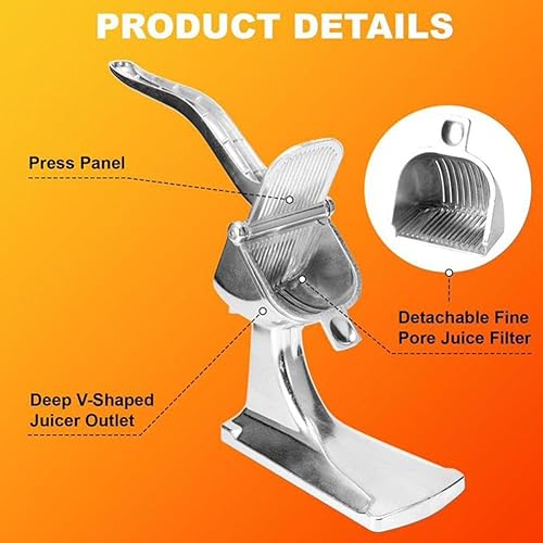 Miniatura 6 de Exprimidor manual de aleación de aluminio, exprimidor manual de frutas cítricas para cítricos, lima, naranja, mango de agarre ergonómico, exprimidor