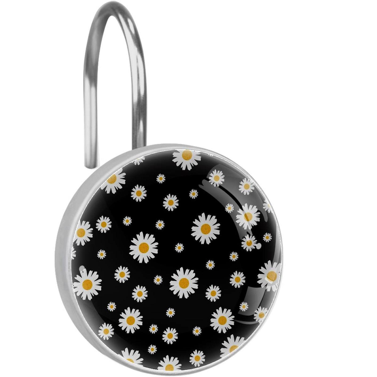 Crochets de rideau de douche noirs coulissants en verre cristal