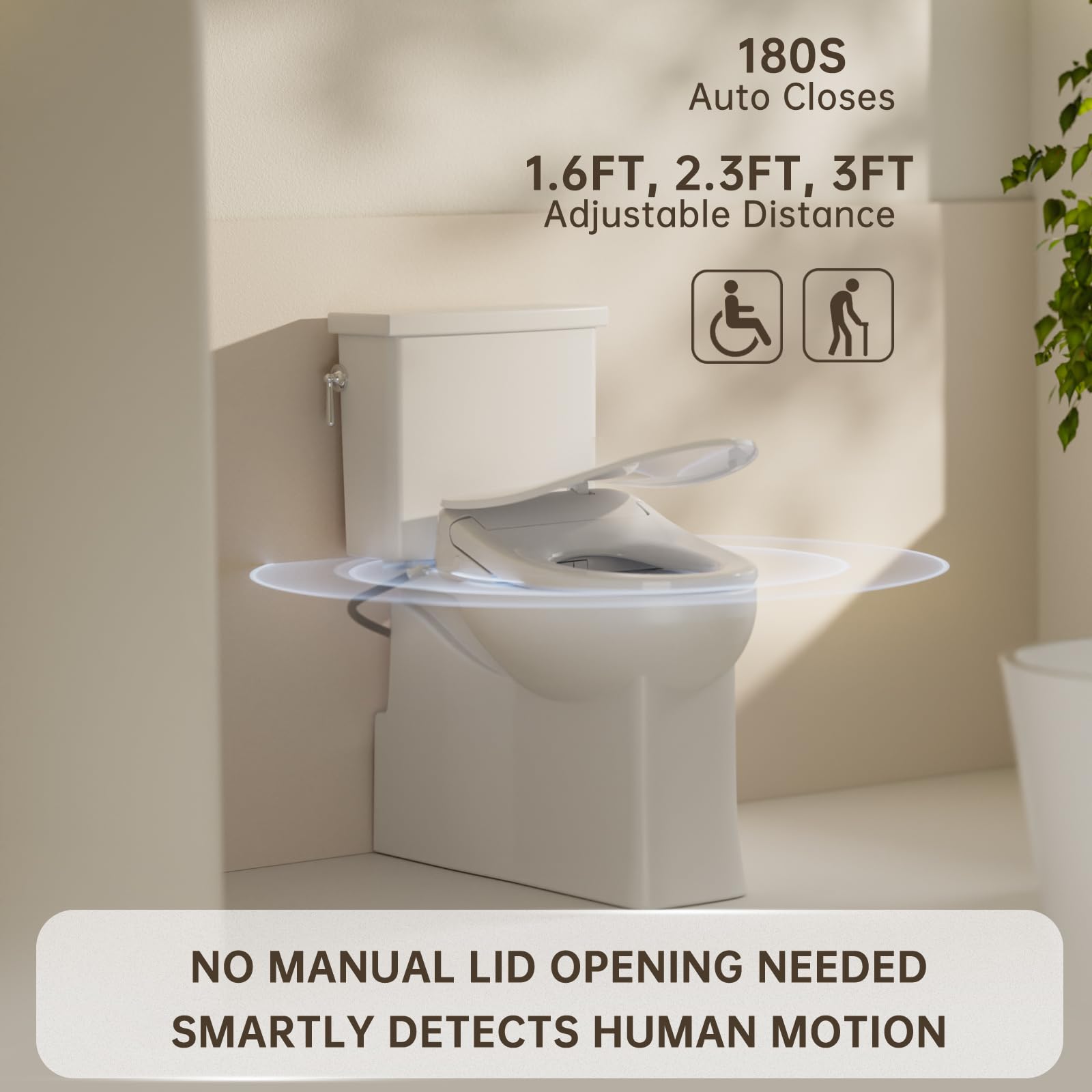 Asiento de inodoro de cierre automático, asiento de inodoro alargado, accesorio de bidé para inodoro con agua tibia sin fin