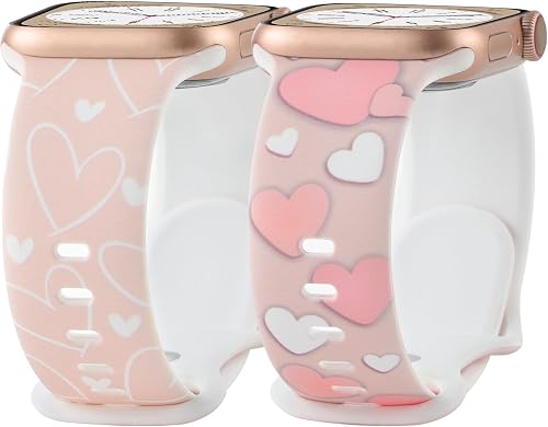 2 Pack Cute Love Strap for Apple Watch Bands 38mm 40mm 41mm, Soft Silicone Lovin