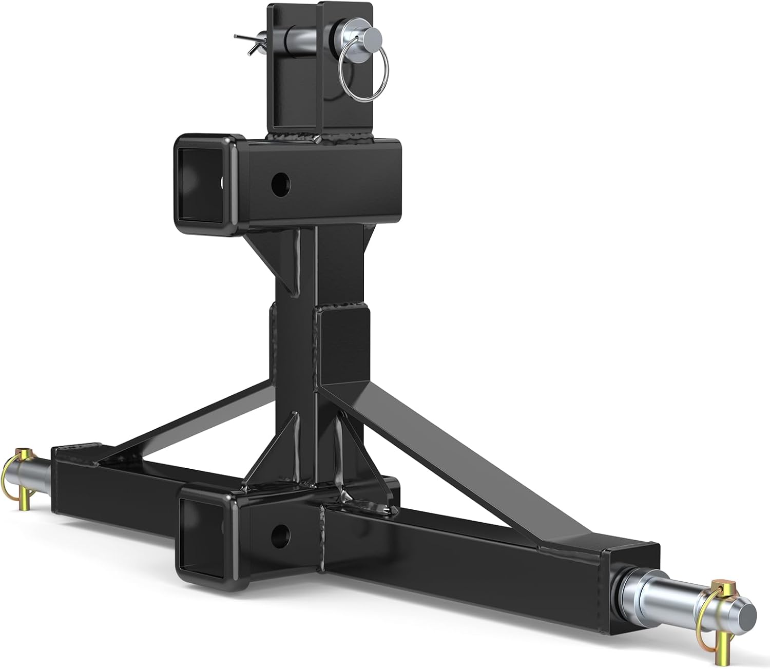 Black Heavy-Duty 3 Point Hitch Receiver with Dual 2” Receiver, 3 Point Trailer Hitch 2” Receiver Quick Hitch Fits Standard, 5th Wheel & Gooseneck Trailers – Compatible with Subcompact & Farm Equipment