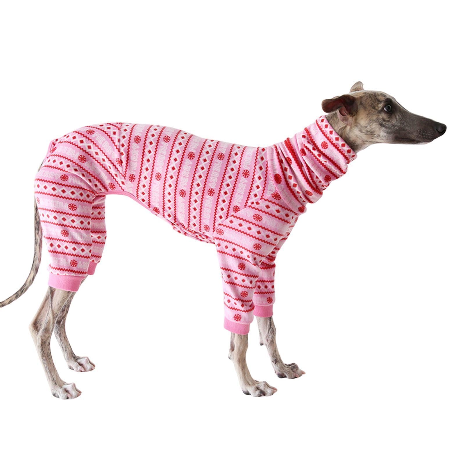 Lightweight Italian Greyhound Jumper，Turtleneck Whippet Four-Legs Cotton Pajamas Soft Dog Onesie Loungewear Dogs Jumpsuit, Pink_S