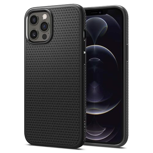 Spigen Liquid Air Back Cover Case for iPhone 12 Pro/12, Durable Protection, Air Cushion Technology - TPU | Matte Black