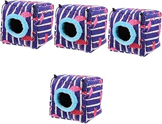 Ipetboom 4 Pçs Ninho De Hamster Hamster Rede Rede De Inverno Esquilo Brinquedo Cama De Dormir Pequenos Animais De Estimação Animais Casa Planador De Açúcar Casa Quente Hamster Rede De
