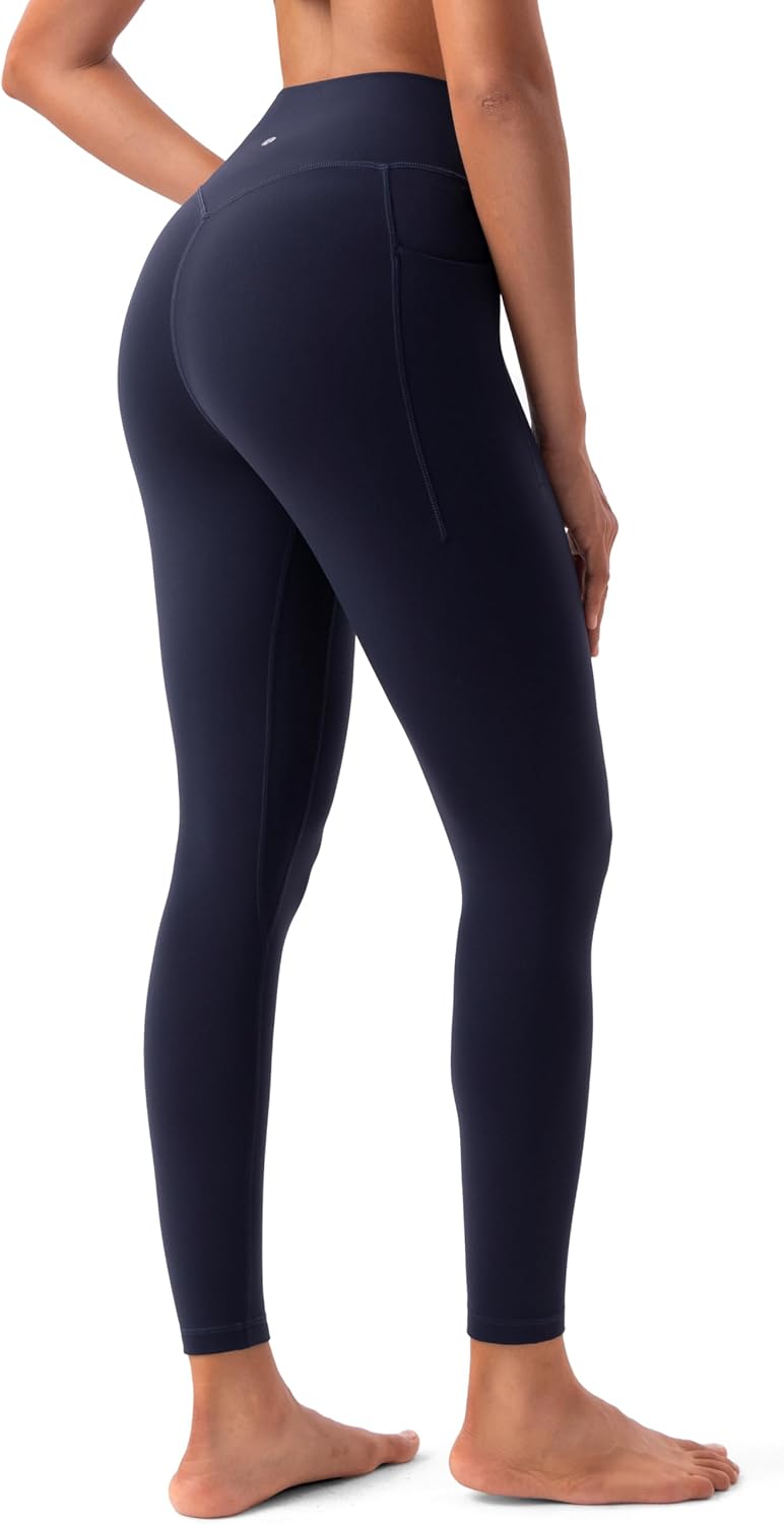 YUNOGA HugMotion No Front Seam Leggings for Women with Pockets - 25 Inches High Waisted Buttery Soft Workout Gym Yoga Pants - Image 3