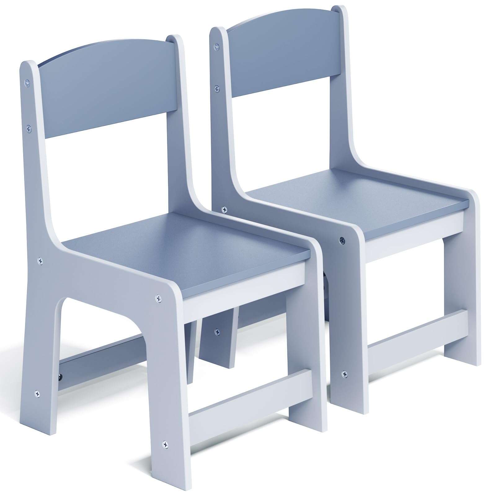 Clevich Lot de 2 chaises pour Enfant 55 x 30 x 28 cm, Chaise de Bureau à partir de 2 Ans, jusqu'à 80 kg, lot avec Repose-Pieds et Dossier incurvé, pour Chambre d'enfant, école, Groupe de sièges